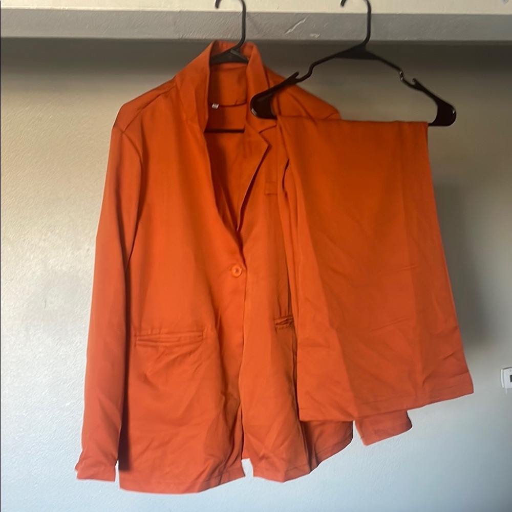 Orange Blazer and Pants Set